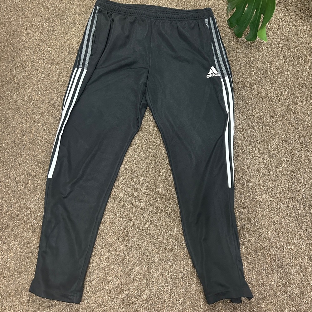 Adidas Men’s Charcoal Joggers with White Accents